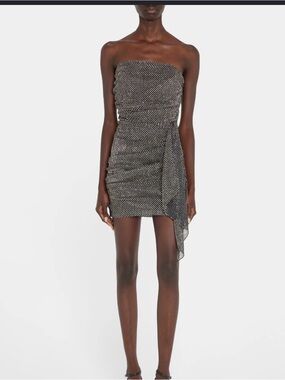 Ramy Brook Black Strapless Sequin Ruched Mini Dress